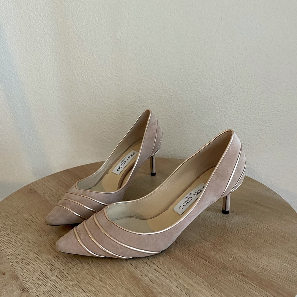 Jimmy choo blush suede heels